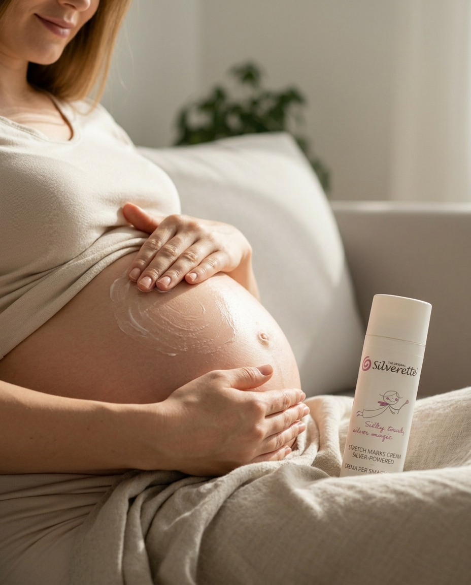 Silverette Silver-Powered Stretch Marks Cream 200ml, nourishing daily skincare for mums