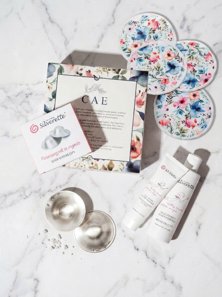 Contents of the Silverette Welcome Baby Gift Set for mum and baby